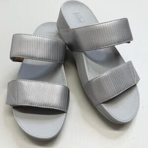 Women's FitFlop Mina Silver Slides Grey US 8 UK 6 EU 39 D01-011 Adjustable